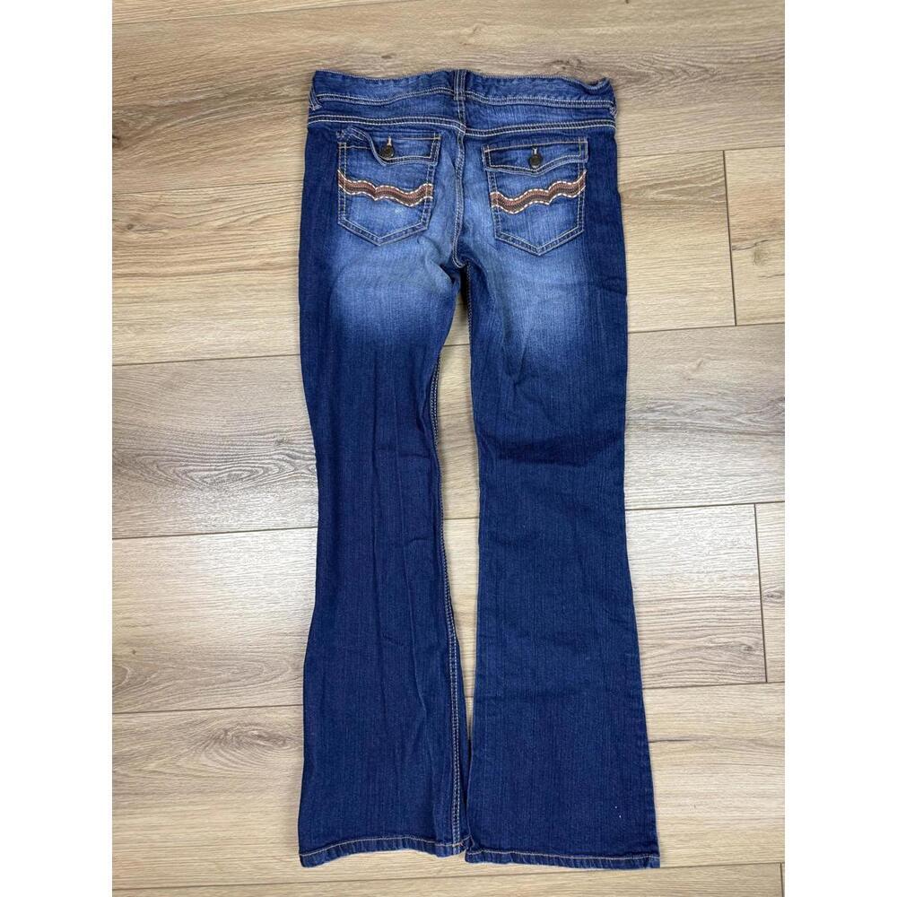 Rue21 Jeans Juniors 7/8 Blue Medium Wash Bootcut Stretch Embroidered Pockets - Picture 7 of 11